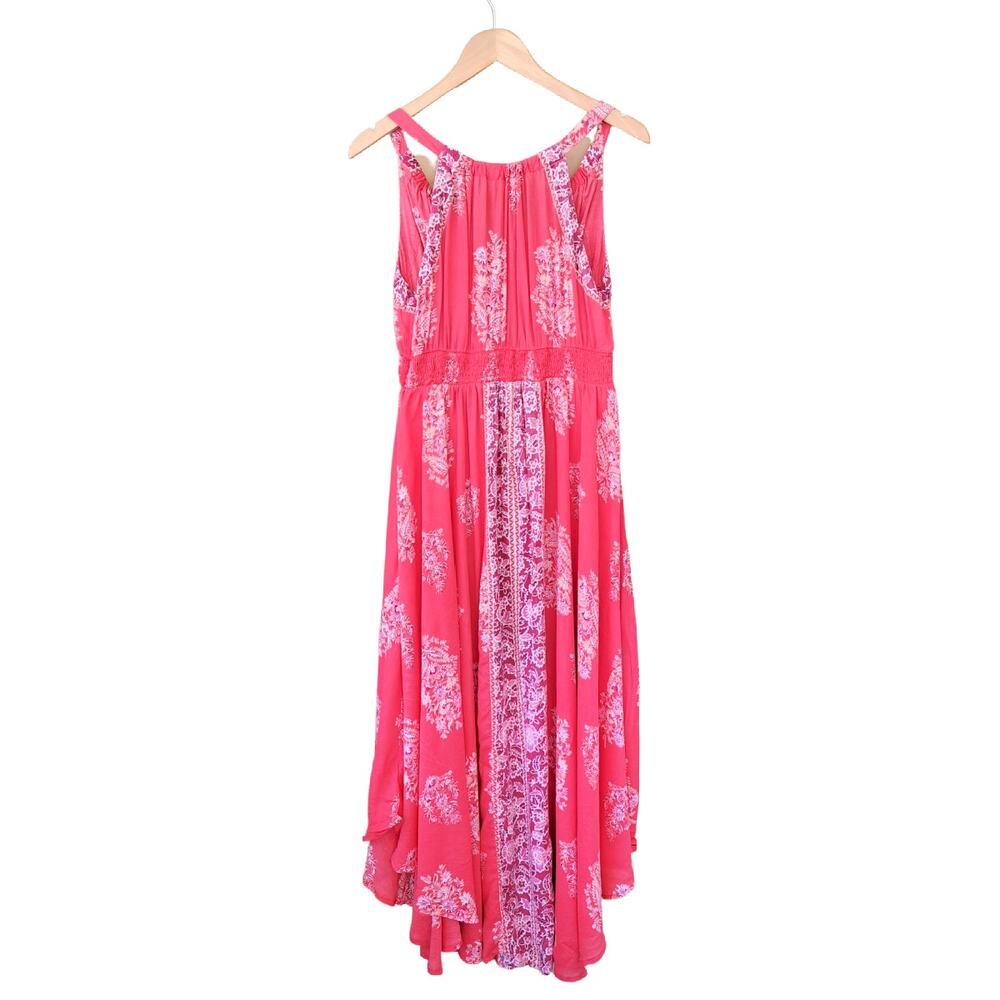 NEW Monsoon Beach Boho Floral Print Maxi Dress Red Pink Coral Flowy Sleeveless - Picture 11 of 12